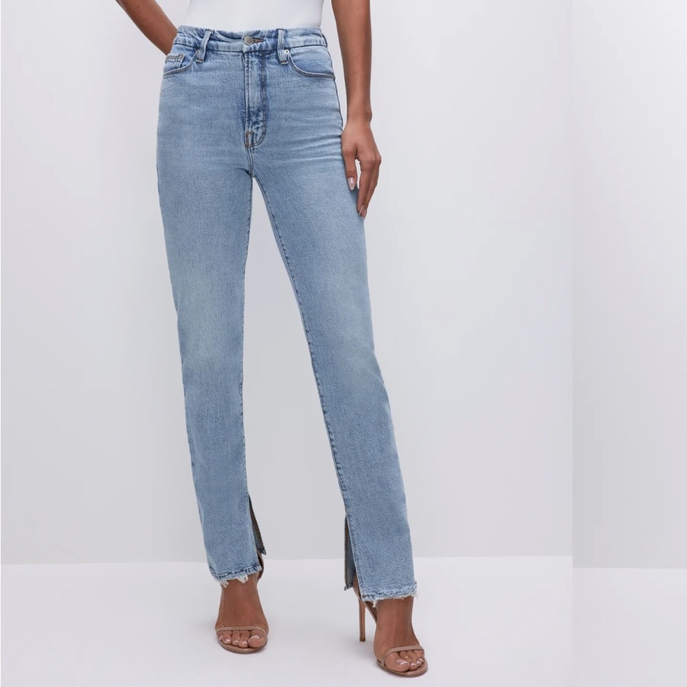 Good American Light Blue Straight Leg Jeans